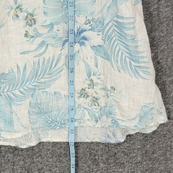 Lungo L'Arno Tunic Top Womens 3X White Blue Floral 100% Linen Italy Lagenlook - Picture 4 of 10